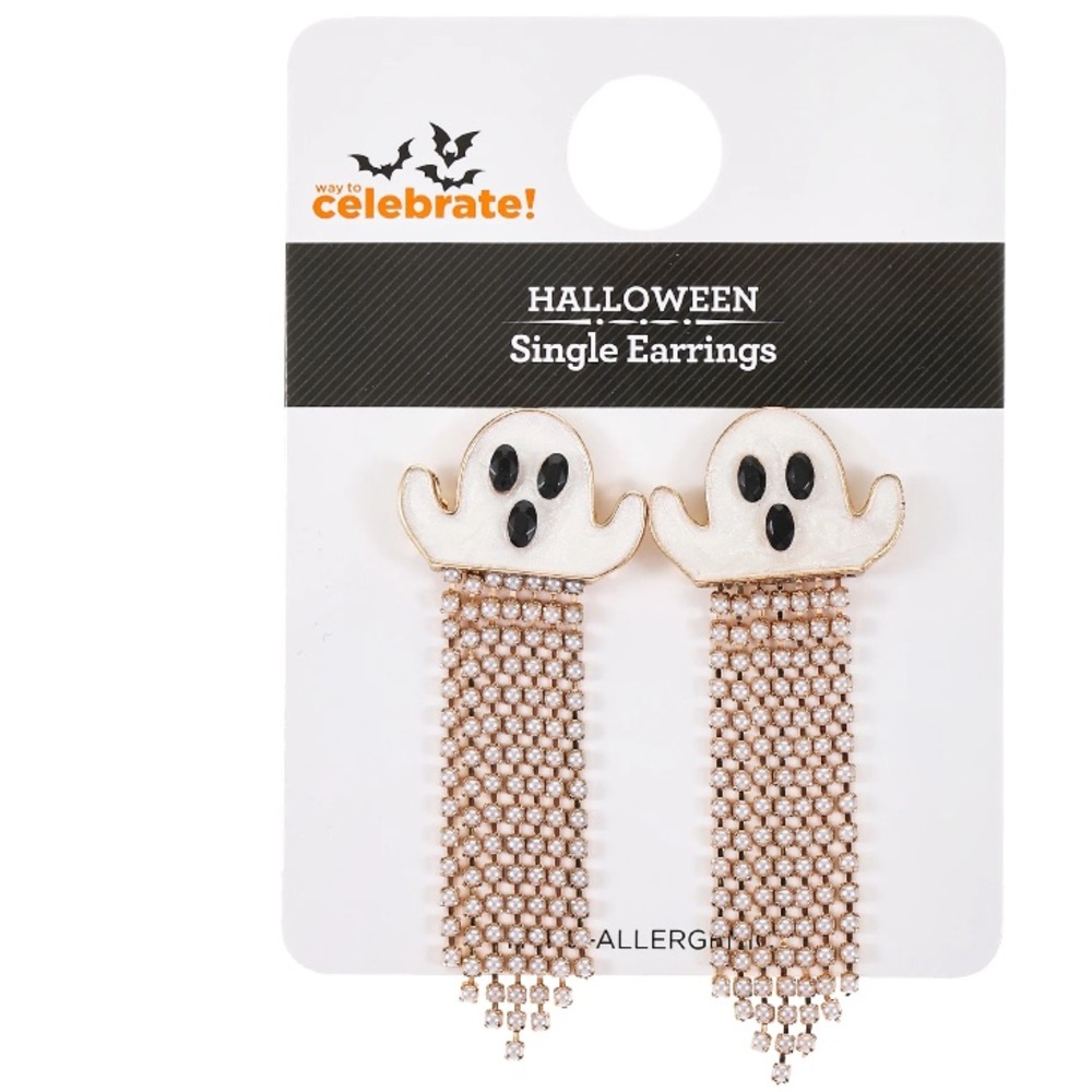 Way to Celebrate Halloween Ghost Tassel Earrings